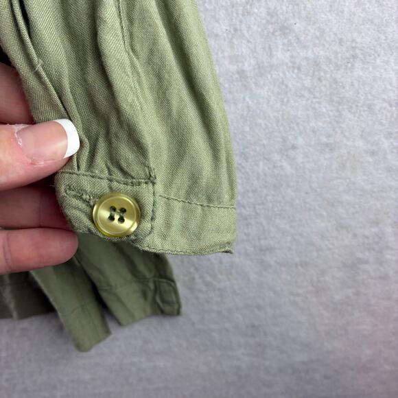 XPRSO Tunic Top Button Long Sleev Medium 100% Rayon Sage Green Cottage Lagenlook - Picture 7 of 10